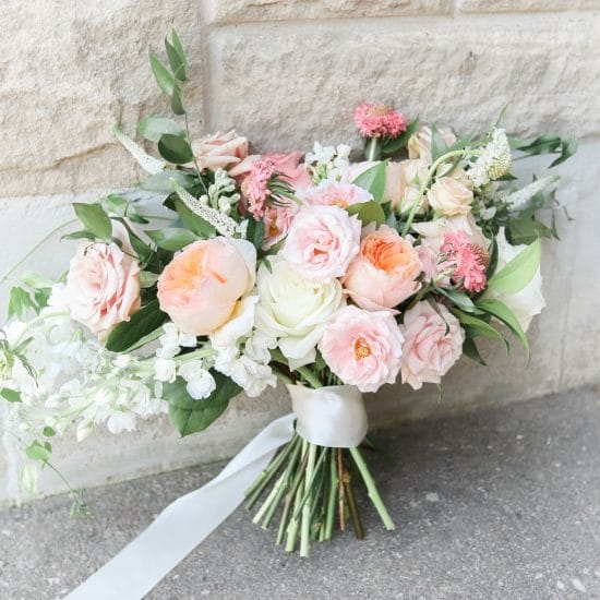 Peach Pink Blush Bride Bridal Bouquet Fresh